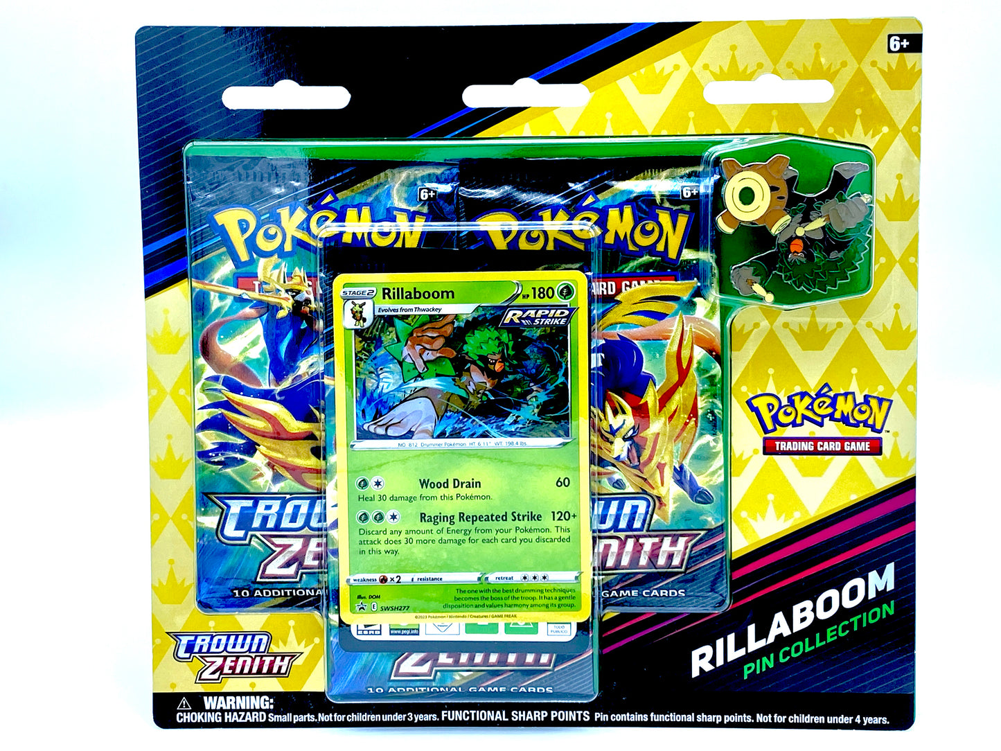 Pokémon Crown Zenith: Rillaboom Pin Collection 3-Pack Blister - EN