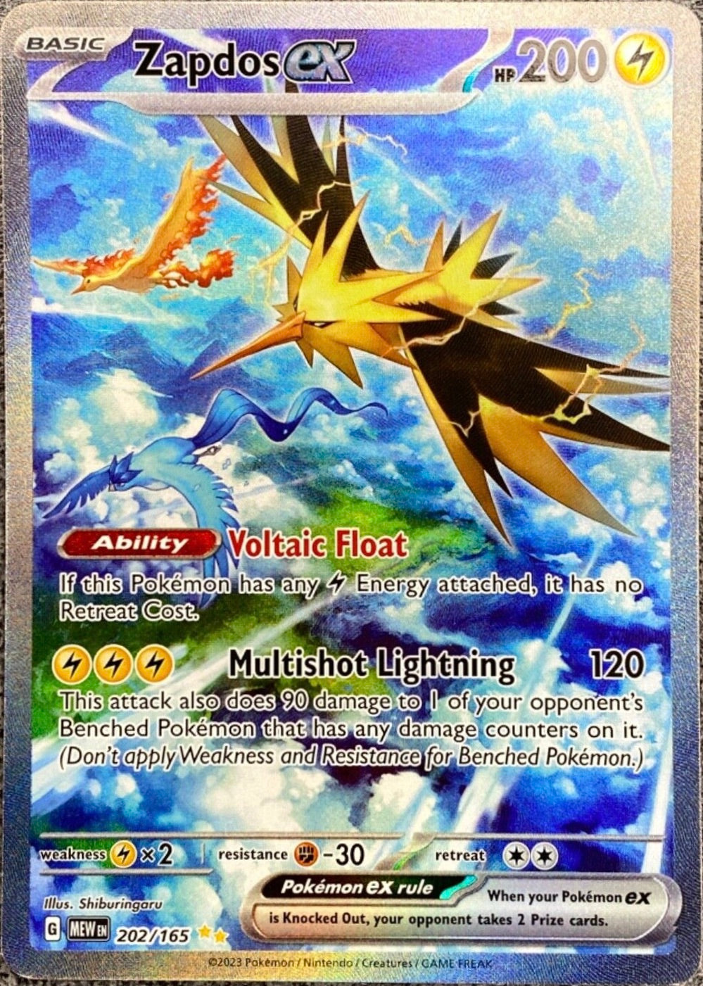 Zapdos EX 202/165 NM Pokémon TCG Einzelkarte Special Illustration Rare Englisch
