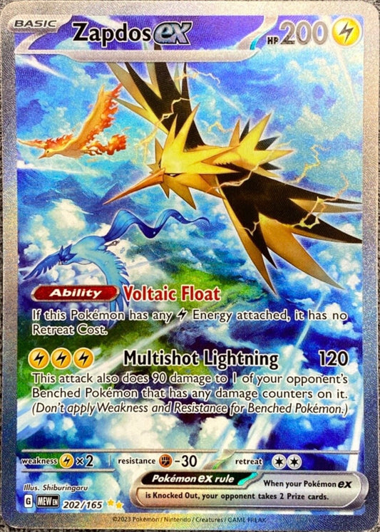 Zapdos EX 202/165 NM Pokémon TCG Einzelkarte Special Illustration Rare Englisch