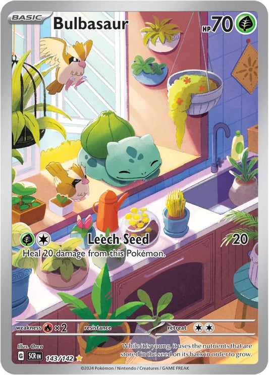 Bulbasaur 143/142 Pokémon TCG Stellar Crown Single Illustration Rare EN - Near Mint